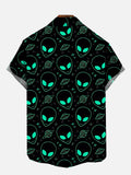 Full-Print Colorful Tiny Alien Pattern Printing Short Sleeve Shirt