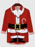 Christmas Elements Santa Body Dress Up Printing Men's Long Sleeve Shirt