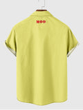 1960s Beige and Yellow Printing Men's Short Sleeve Shirt
