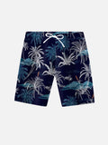 Blue Resort-Style Island Coconut Trees Printing Casual Hawaiian Shorts