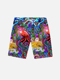 Psychedelic Stunning Hippie Colored Octopus Printing Shorts