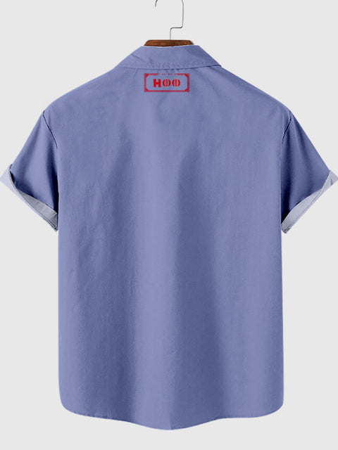 Chemise à manches courtes imprimée ruban violet pour homme