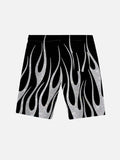 Black And Gray Burning Flame Printing Shorts