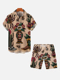 Hawaii Style Ethnic Aase And Flowers Tattoos Printing Shorts