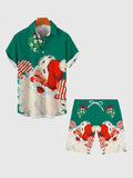 Christmas Elements Green Amiable And Lovely Santa Claus Printing Men's Shorts