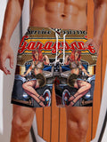 Hot Rod Retro Vintage Metal Garage Revolution Pinup Girl Printing Shorts