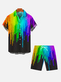 Funny Paint Splatter Rainbow Printing Hawaiian Shorts