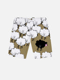 Group Photo Of The Sheep Family Striking Black Sheep Printing Shorts