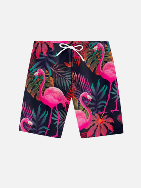 Carnival Men's Hawaiian Flamingo Print Casual Shorts