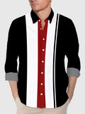 Vintage Red, White And Black Ace Spades Skull Grunge Printing Men's Long Sleeve Shirt
