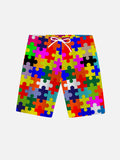 Bright Rainbow Puzzles Hippie Printing Shorts
