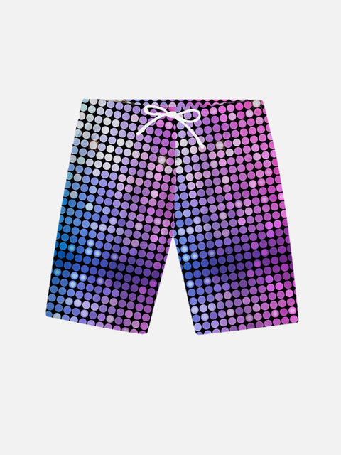 70'S Disco Shine Neon Round Mosaic Pattern Printing Shorts