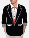 Black Tuxedo And Red Bow Tie Printing Men's Long Sleeve Shirt