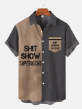 Color Block Design SHIT SHOW SUPERVISOR Short Sleeve Shirt