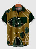 Two-Tone, Leaf and Leaf Vein Printing Men's Short Sleeve Shirt