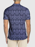 Cycle-Print Purple Classical Old Fashioned Pattern Printing Men‘s Short Sleeve Polo