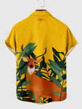 Animal Element Deer Printing Men's Short Sleeve Shirt