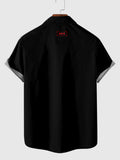 Mid Century Modern Black & White Pattern Printing Pocketless Men's Short Sleeve Shirt