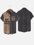 Color Block Design SHIT SHOW SUPERVISOR Short Sleeve Shirt