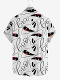 Abstract Line Drawing Cartoon Ghost Printed Men's Short Sleeve Shirt