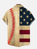American Flag With Old Worn Baseball Personalized Sports Short Sleeve Shirt