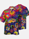 Eye-Catching Amazing Style Hippie Bus Hawaiian Cuban Collar Short Sleeve Shirt