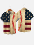 American Flag With Old Worn Baseball Personalized Sports Short Sleeve Shirt