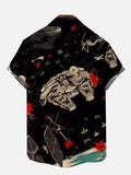 Black Classic Spaceship Wars Printing Short Sleeve Shirt