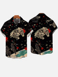Black Classic Spaceship Wars Printing Short Sleeve Shirt