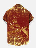 Christmas Elements Red And Golden Dyker Heights Christmas Lights Printing Men's Short Sleeve Shirt