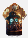 Deep Sea Trek Steampunk Octopus Printing Short Sleeve Shirt