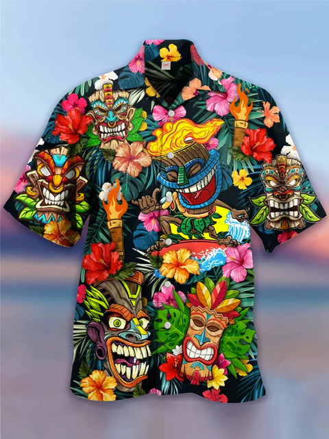 Eye-Catching Cool Fashion Hawaiian Cuban Collar Short Sleeve Shirt