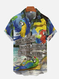 Paradise Parrots Summer Garden Beach Party Printing Hawaiian Short Sleeve Shirt