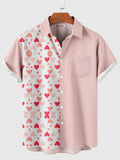 💕 Heart Love Printed Pink Polyester Men's Short Sleeve Shirt
