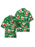 Christmas Elements Santa Claus And Letter Boxs Printing Cuban Collar Men's Short Sleeve Shirt