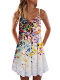 Colorful Rainbow Paint Splatter Drip Sleeveless Camisole Dress