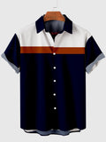 HOO 1960s Red & White & Blue Stitching Men's Short Sleeve Shirt