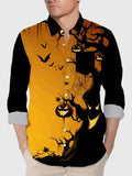 Halloween Element Halloween Witch Pumpkin Forest Printing Men's Long Sleeve Shirt