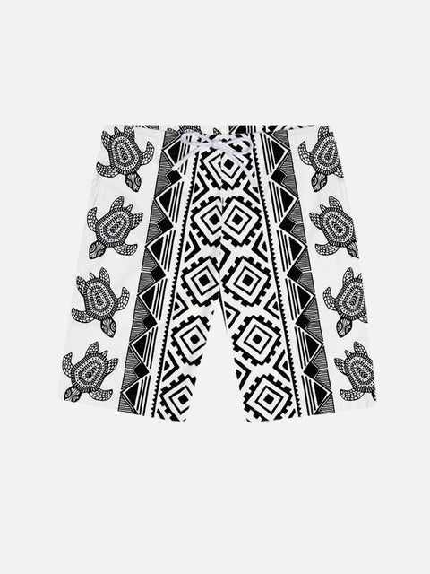 National Style Ethnic Geometric Pattern And Turtle Printing Shorts
