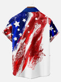 Ink Splashing 4th of July American Flag Hawaiian Short Sleeve Shirt
