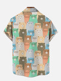 Cartoon Cute Rainbow Bear Printing Hawaiian Short Sleeve Shirt