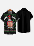 Christmas Elements Black Naughty Naked Santa Printing Men's Short Sleeve Shirt