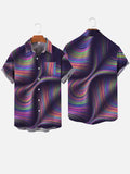 Gradient Abstract Curve Printing Short Sleeve Shirt