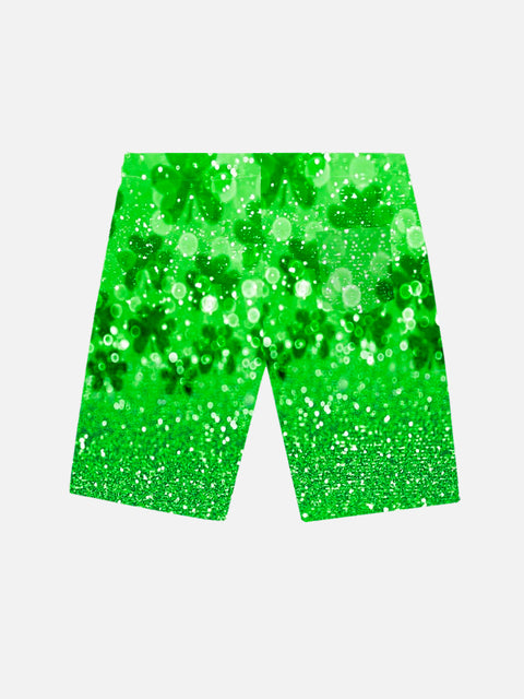 Full-Print Green St. Patricks Day Lucky Four-Leaf Clover Printing Shorts