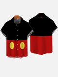 Vintage Red And Black Stitching Cartoon Image Costume Short Sleeve Shirt