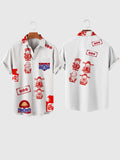 Oriental Cultural Elements Sticker Printing Men's Short Sleeve Shirt