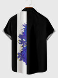 Vintage Style Black And Purple Dragon Printing Men's Short Sleeve Shirt