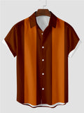 1960s Brown Tones Men's Camp Short Sleeve Shirt
