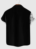 Vintage Black and White Stitching Function Printing Men's Short Sleeve Shirt