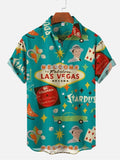 Cyan Retro Las Vegas Vacation Hawaiian Short Sleeve Shirt